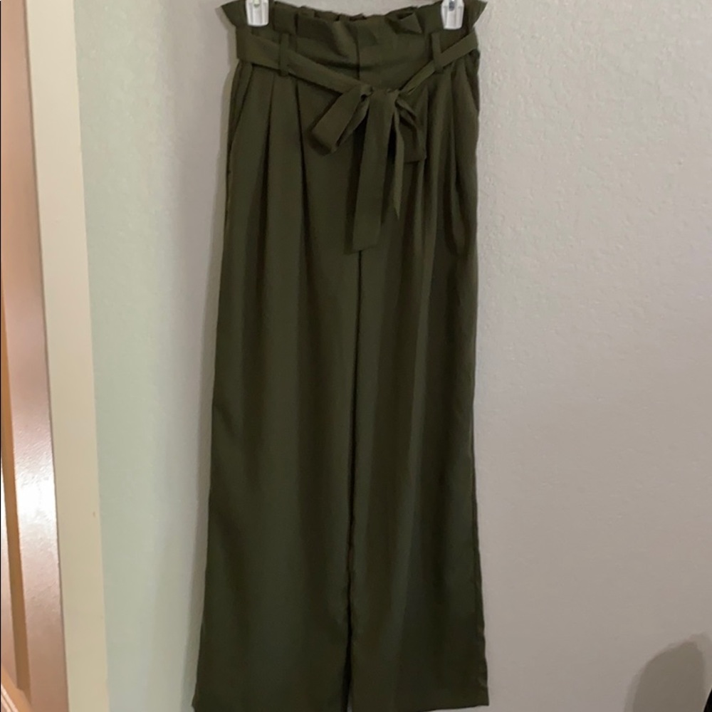 Olive green loose business pants